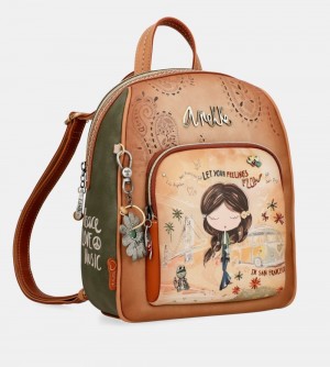 Plecaki Anekke Peace & Love Camel Medium Backpack Damskie | 265HUJKSZ