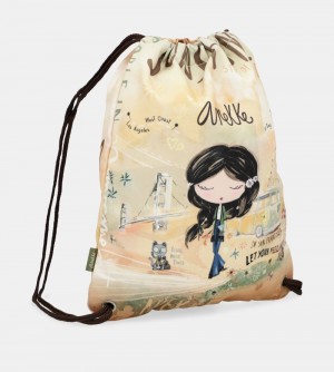 Plecaki Anekke Peace & Love Fabric Drawstring Backpack Damskie | 267YEFOXT