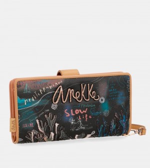 Portfele Anekke Coral Black Large Wallet Damskie | 486SGJPLM