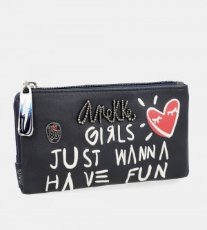 Portfele Anekke Energy Navy Blue Large Wallet Damskie | 256ERDACM