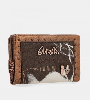 Portfele Anekke Nature Shodo Brown Flexible Rfid Wallet Damskie | 876VPQDYF