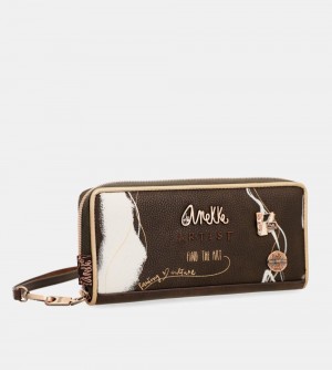 Portfele Anekke Nature Shodo Large Brown Rfid Wallet Damskie | 513CLRKXG