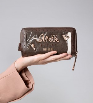 Portfele Anekke Nature Shodo Large Brown Rfid Wallet Nature Shodo Damskie | 742UPMIGN