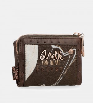 Portfele Anekke Nature Shodo Small Brown Rfid Wallet Damskie | 763BTFPYE