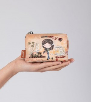Portfele Anekke Peace & Love Camel 3-compartment Coin Purse Damskie | 983DPSNMZ
