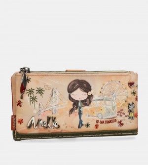 Portfele Anekke Peace & Love Camel Large Rfid Wallet Damskie | 935GPEUDV