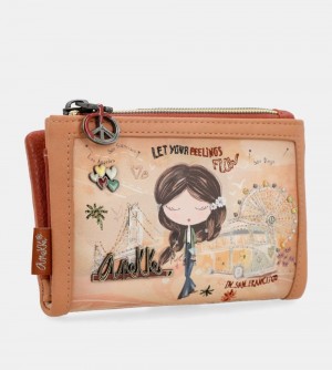 Portfele Anekke Peace & Love Camel Small Rfid Wallet Damskie | 507LAPCSU