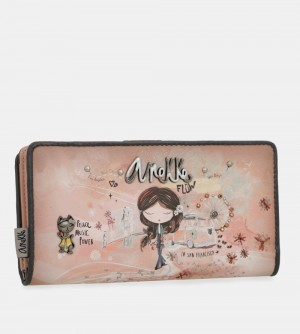 Portfele Anekke Peace & Love Pink Large Rfid Wallet Damskie | 683HABOWJ