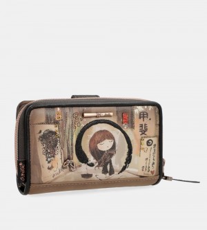 Portfele Anekke Shoen Medium Black Rfid Wallet Damskie | 851VRWFQT
