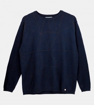 Swetry Anekke Navy Blue Shoen Sweater Damskie | 563YJKBEH