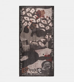 Szalik Anekke Amazonia Black Printed Scarf Damskie | 748OEFCTA