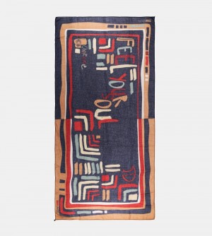 Szalik Anekke Kene Navy Blue Printed Scarf Damskie | 302SHUELO