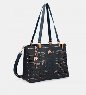 Torby Przez Ramię Anekke Nature Pachamama Navy Blue Large Tote Bag Damskie | 375NMCUAW