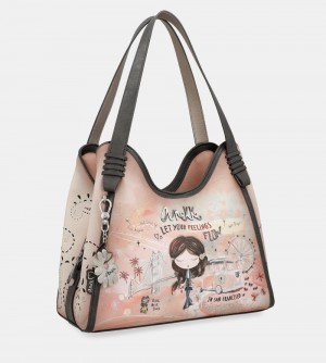 Torby Przez Ramię Anekke Peace & Love Pink Shoulder Bag Damskie | 597JYCFEU