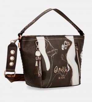 Torebka Anekke Nature Shodo Medium Brown Handbag Damskie | 653UHSPOL