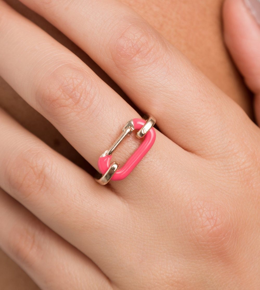 Biżuteria Anekke Gold Carabiner Ring Damskie | 912SZYOTB