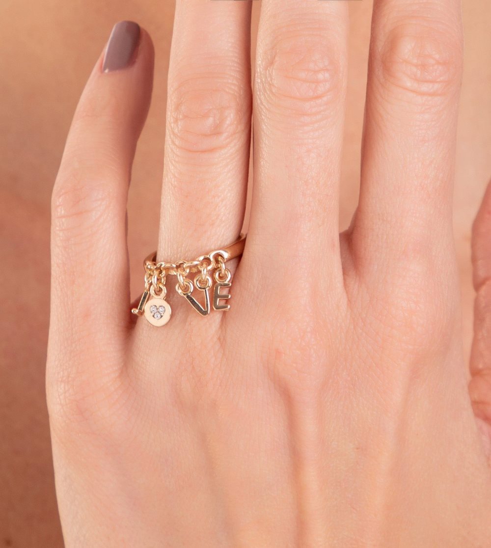 Biżuteria Anekke Love Gold Plated Ring With Letters Damskie | 375DWKXLA