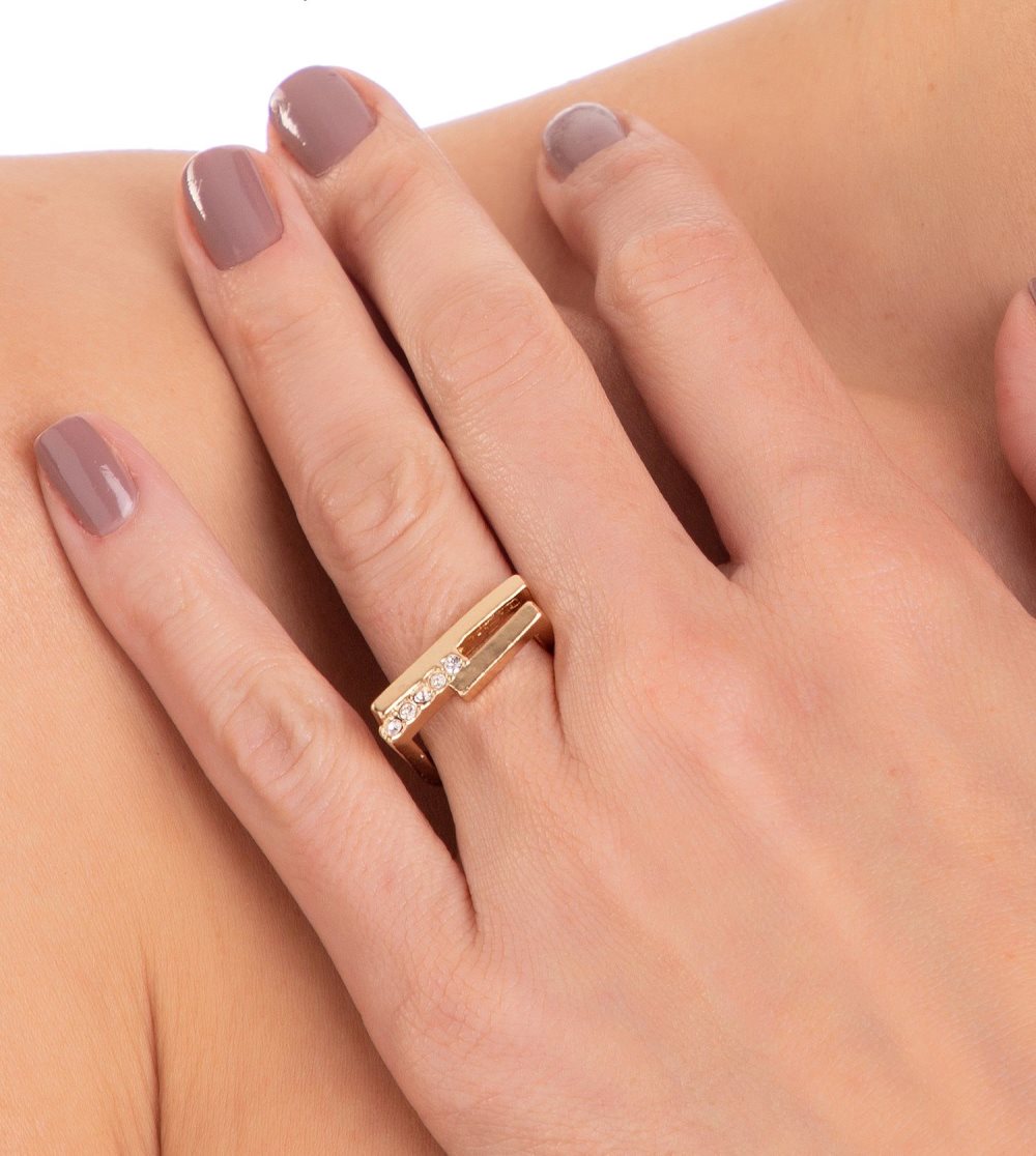Biżuteria Anekke Ring With Golden Rhinestones Damskie | 853XFUPVY