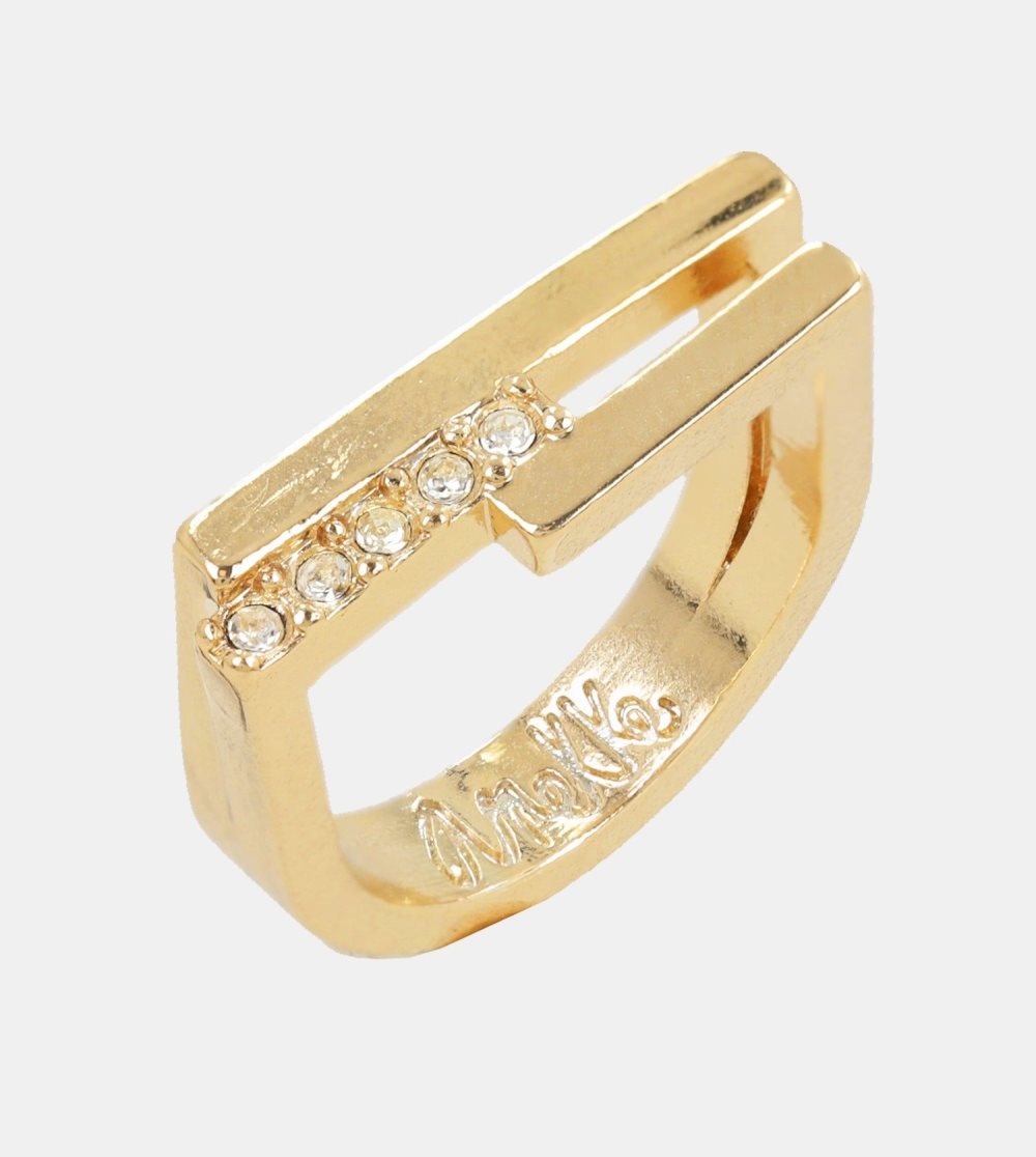 Biżuteria Anekke Ring With Golden Rhinestones Damskie | 853XFUPVY