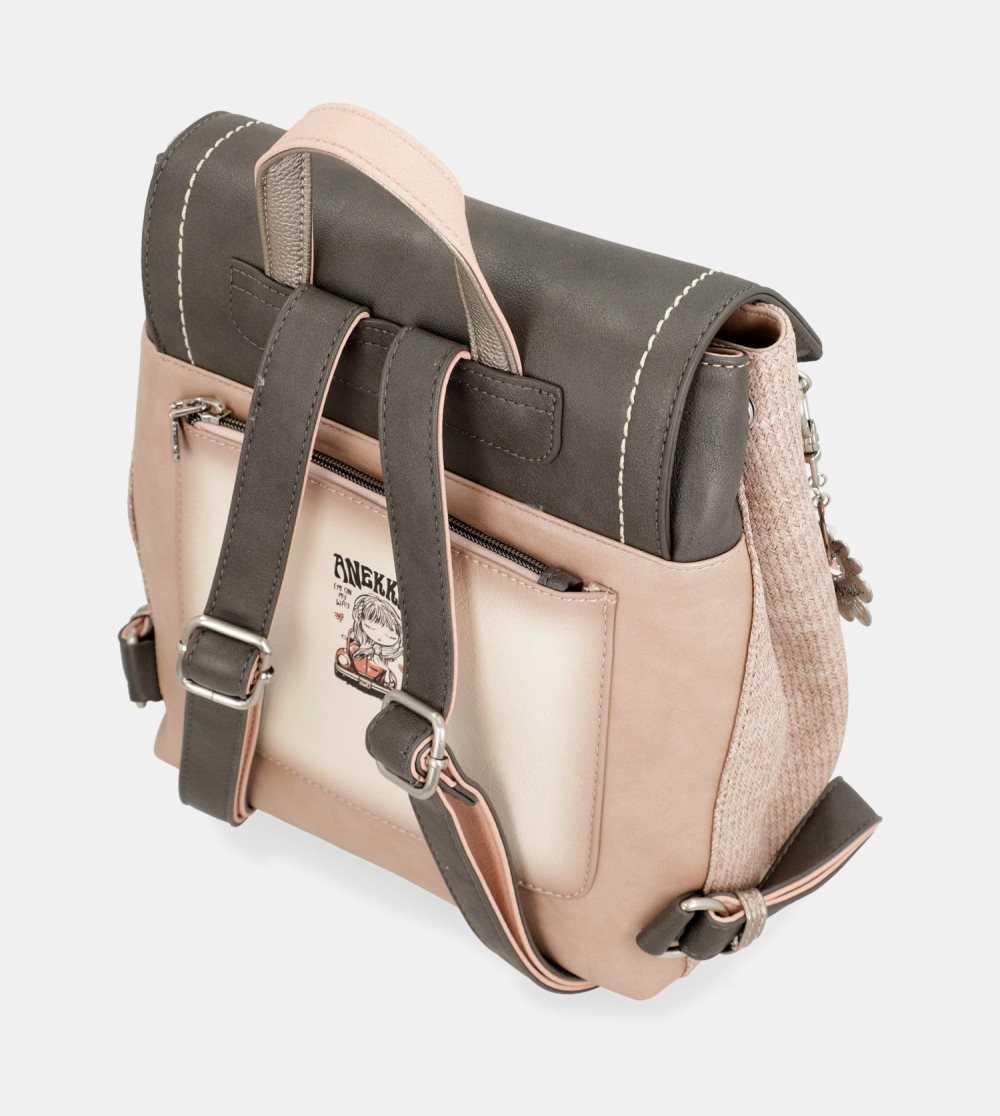 Plecaki Anekke Peace & Love Pink Backpack With Flap Damskie | 687ZFNKQS