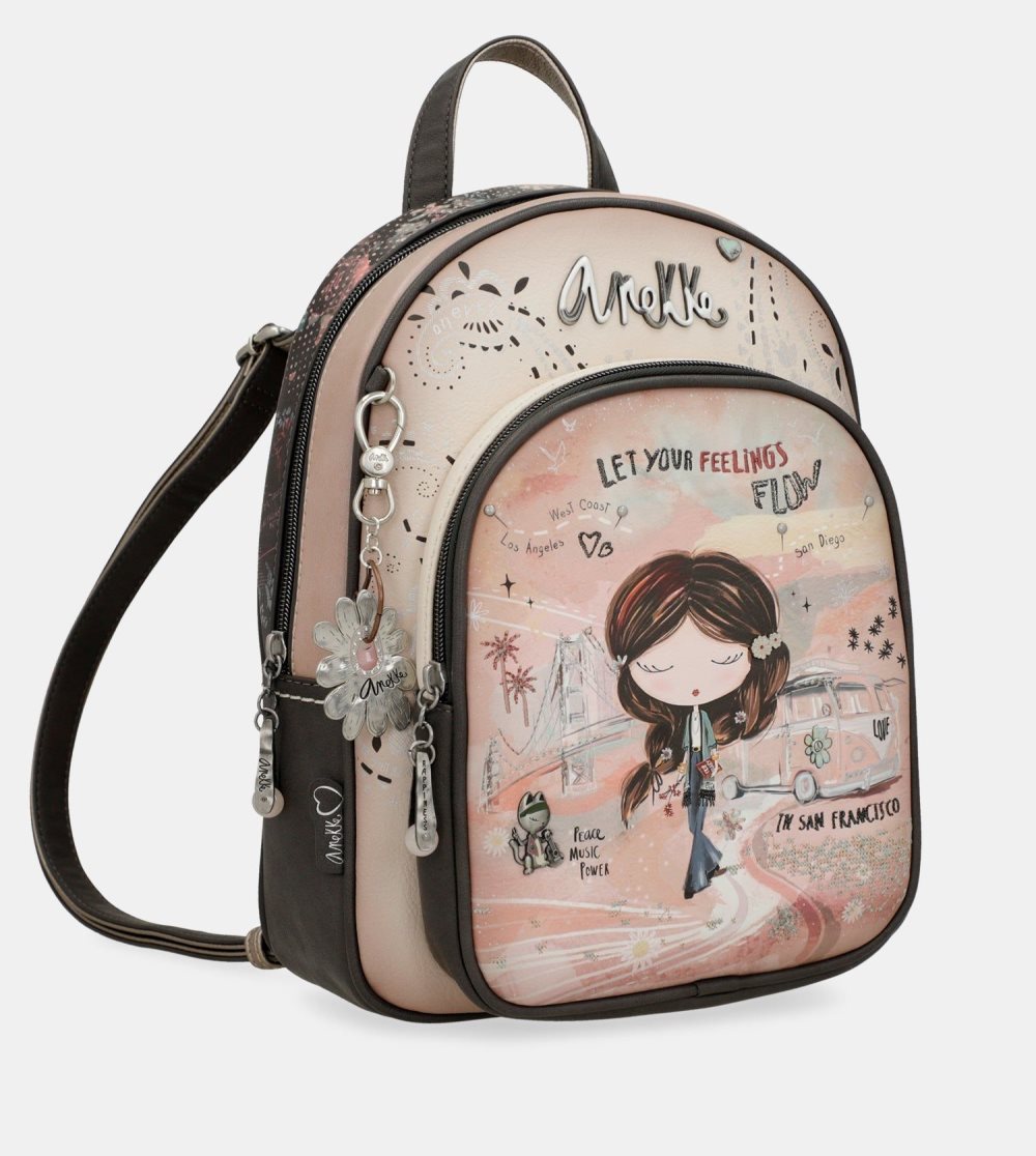 Plecaki Anekke Peace & Love Pink Medium Backpack Damskie | 061EHUTYM