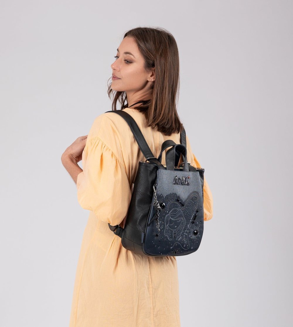 Plecaki Anekke Studio Navy Blue Medium Backpack Damskie | 409ZQYKSI