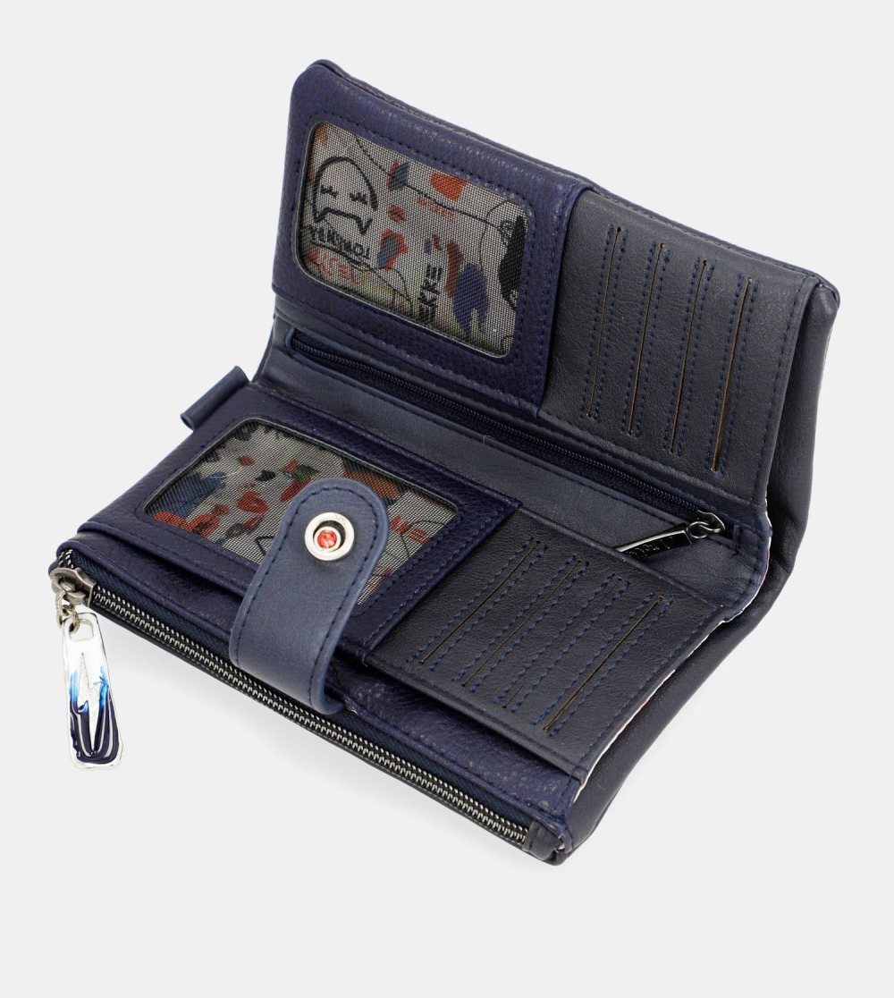 Portfele Anekke Energy Navy Blue Large Wallet Damskie | 256ERDACM