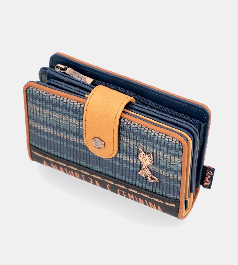 Portfele Anekke Nature Pachamama Medium Rfid Wallet Navy Blue Damskie | 637FCQNDB