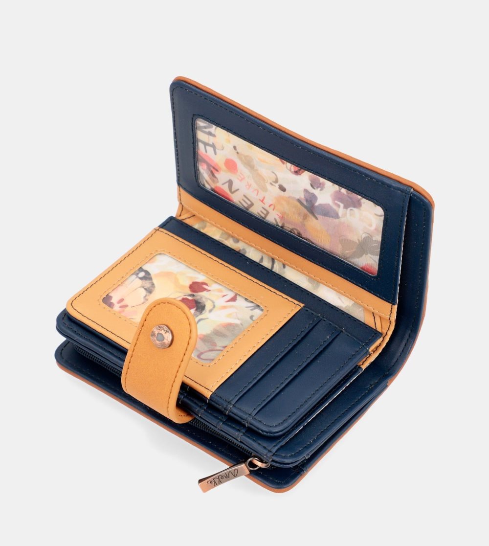 Portfele Anekke Nature Pachamama Medium Rfid Wallet Navy Blue Damskie | 637FCQNDB