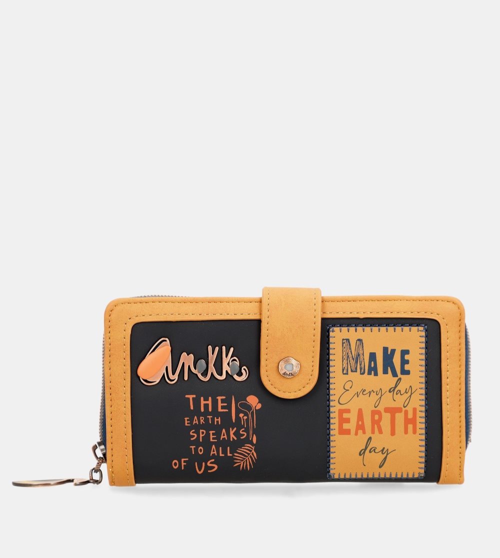 Portfele Anekke Nature Pachamama Navy Blue Large Rfid Wallet Damskie | 987ALXYHO