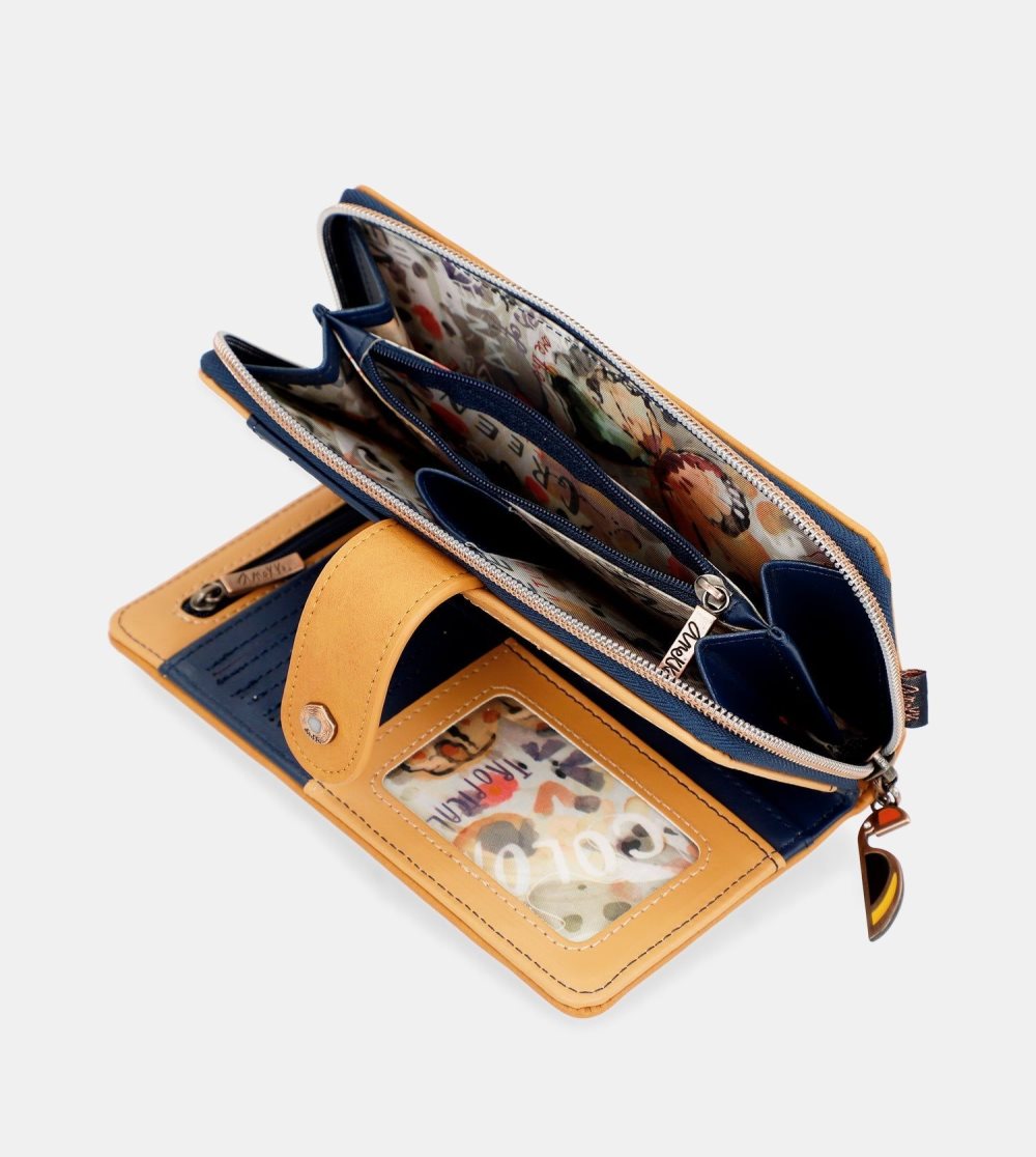 Portfele Anekke Nature Pachamama Navy Blue Large Rfid Wallet Damskie | 987ALXYHO