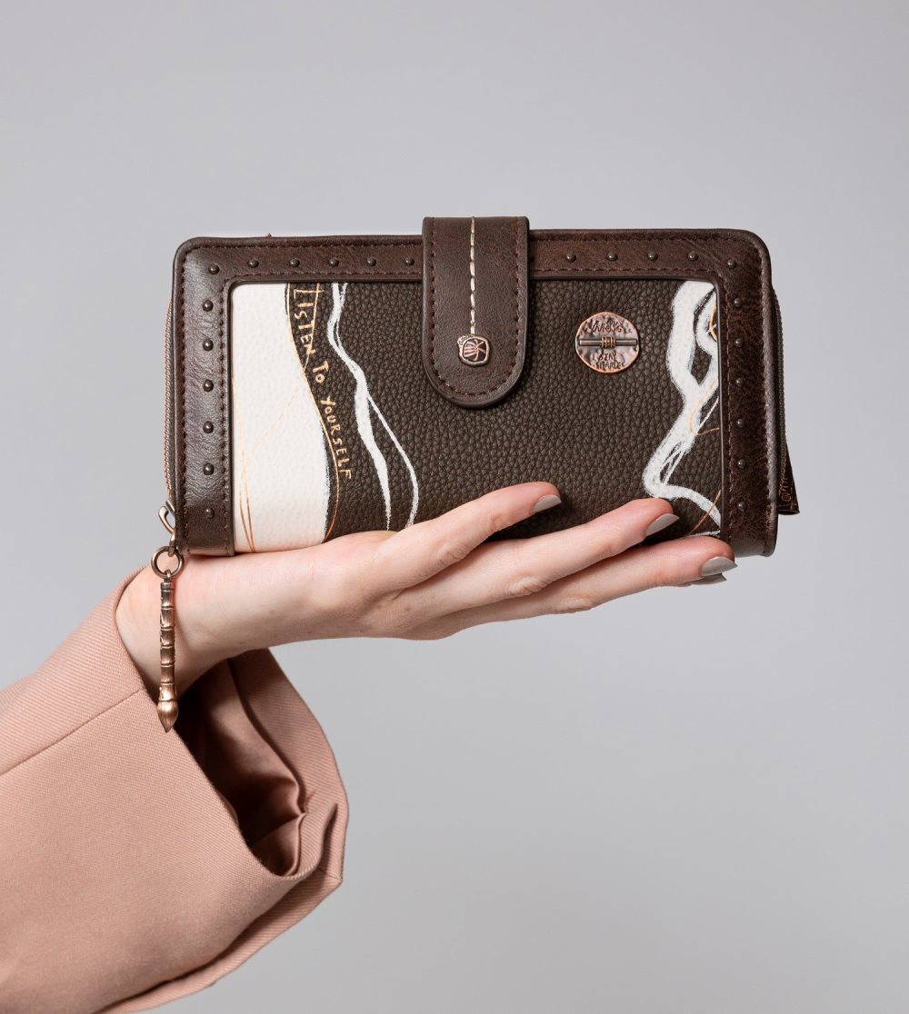 Portfele Anekke Nature Shodo Large Brown Rfid Wallet Nature Shodo Damskie | 742UPMIGN