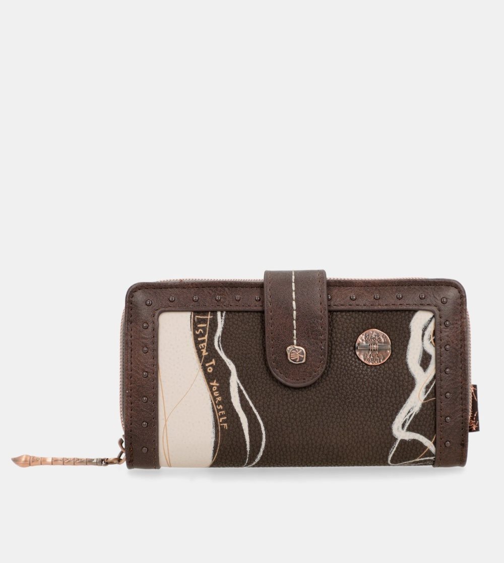 Portfele Anekke Nature Shodo Large Brown Rfid Wallet Nature Shodo Damskie | 742UPMIGN
