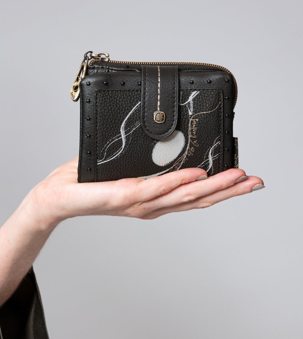 Portfele Anekke Nature Shodo Small Black Rfid Wallet Damskie | 421PXBYTD