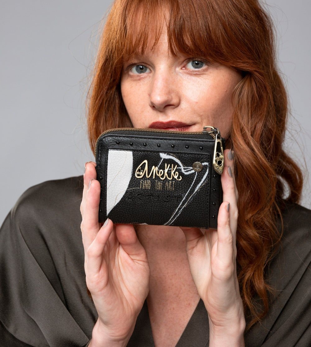 Portfele Anekke Nature Shodo Small Black Rfid Wallet Damskie | 421PXBYTD
