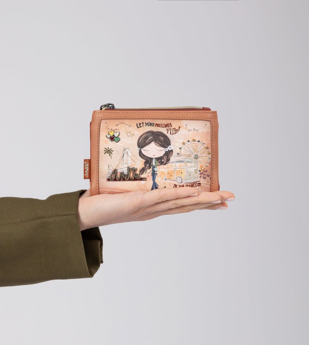 Portfele Anekke Peace & Love Camel Small Rfid Wallet Damskie | 507LAPCSU