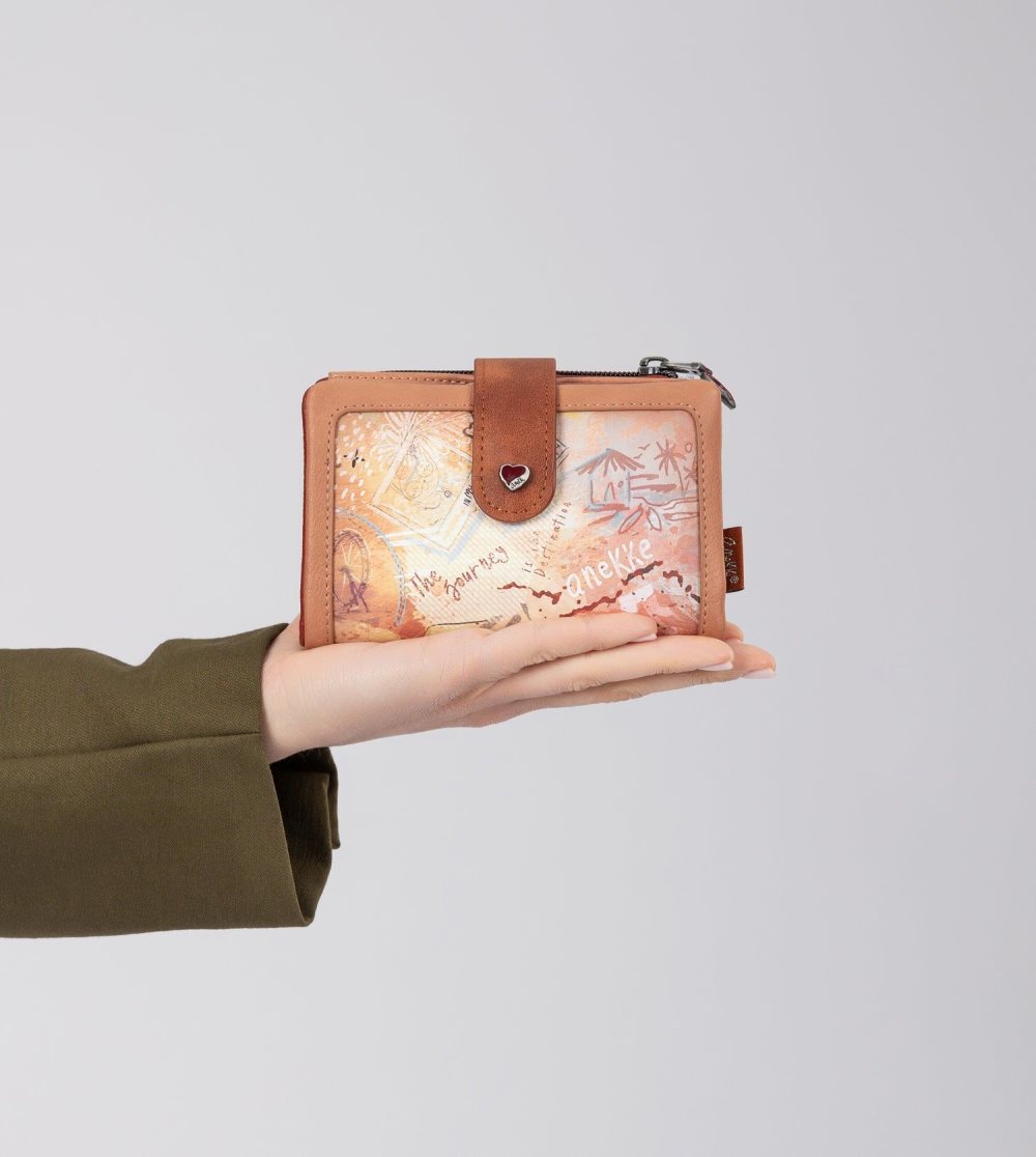 Portfele Anekke Peace & Love Camel Small Rfid Wallet Damskie | 507LAPCSU