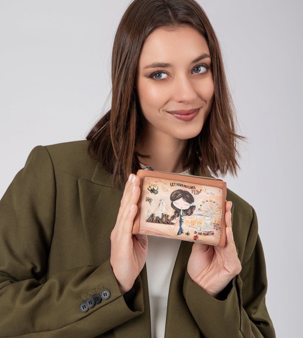 Portfele Anekke Peace & Love Camel Small Rfid Wallet Damskie | 507LAPCSU