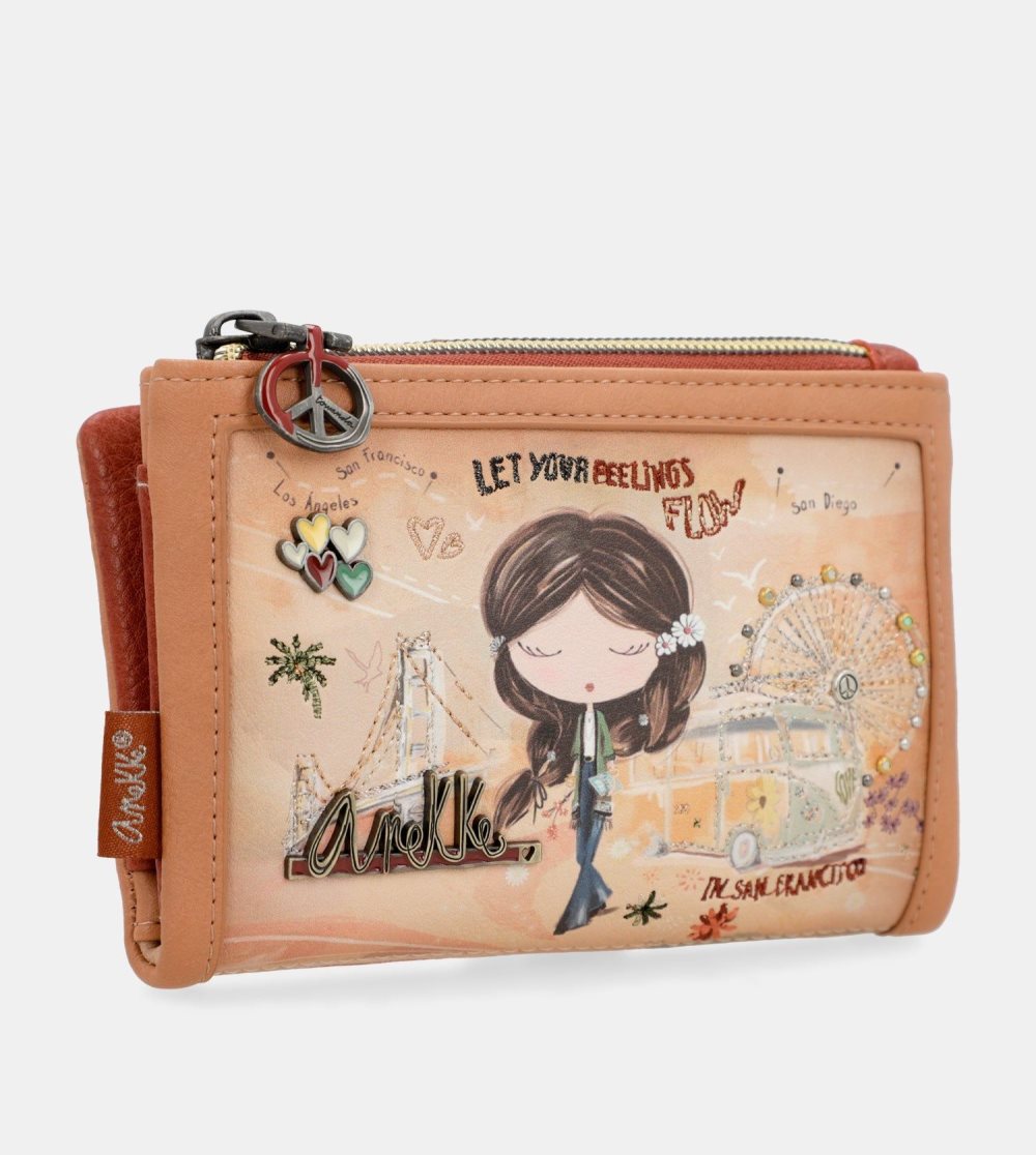 Portfele Anekke Peace & Love Camel Small Rfid Wallet Damskie | 507LAPCSU