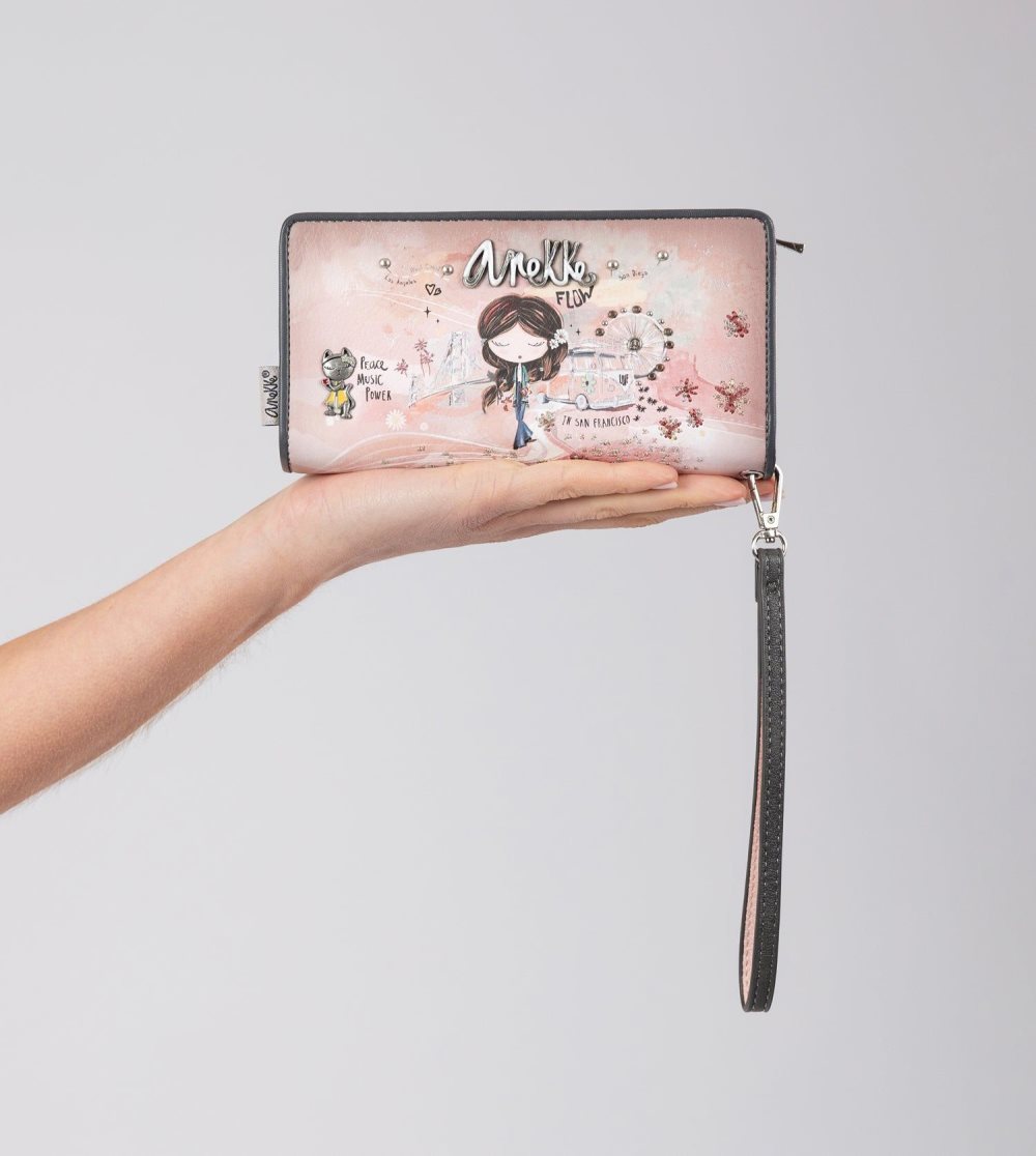 Portfele Anekke Peace & Love Pink Large Rfid Wallet Damskie | 683HABOWJ