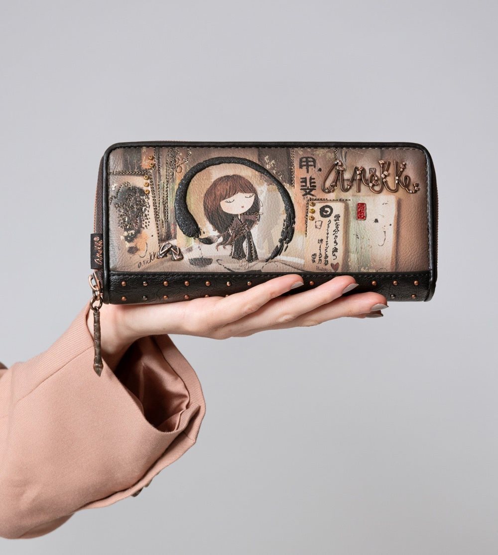 Portfele Anekke Shoen Large Black Rfid Wallet Damskie | 796LZPJGD
