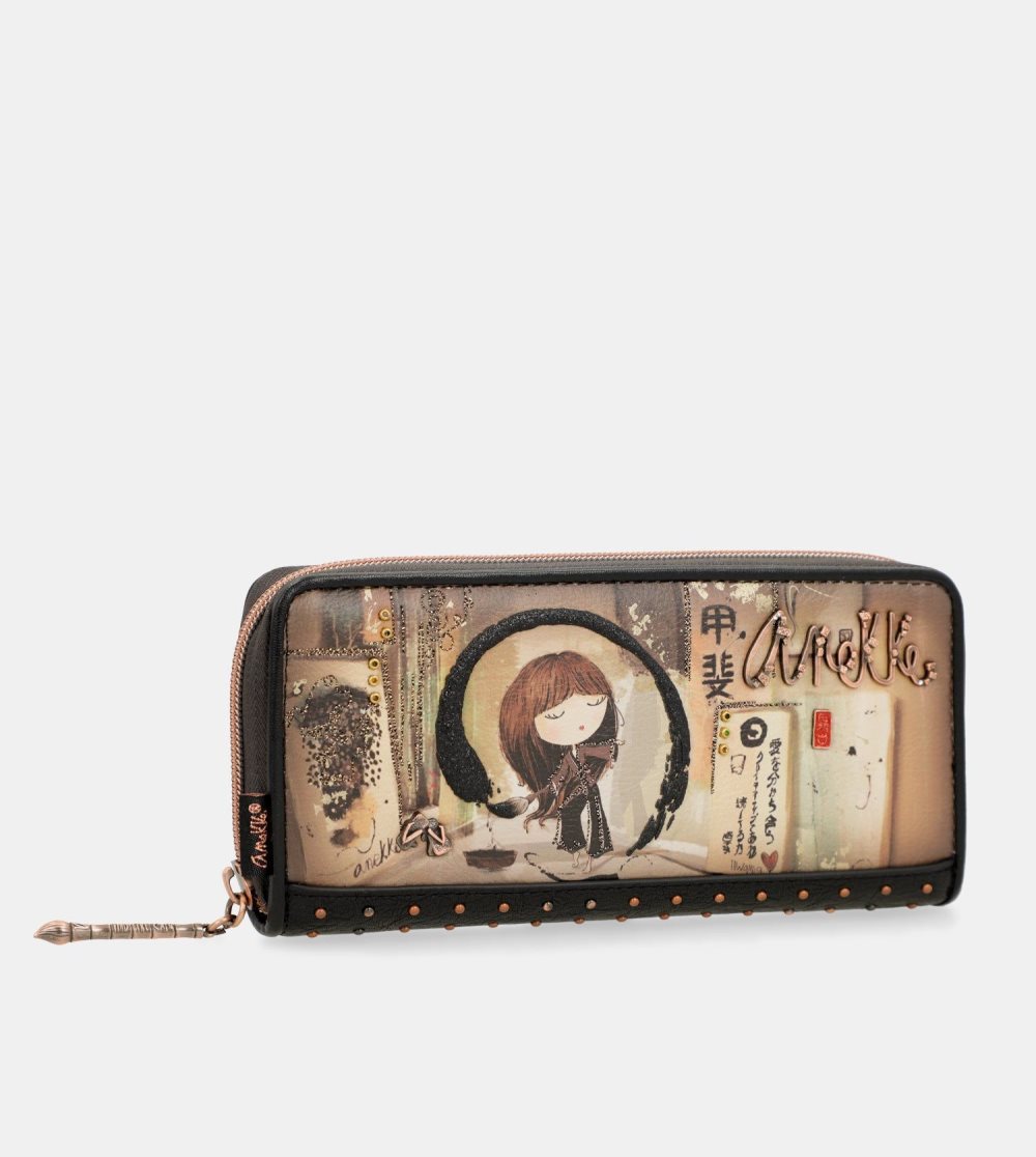 Portfele Anekke Shoen Large Black Rfid Wallet Damskie | 796LZPJGD