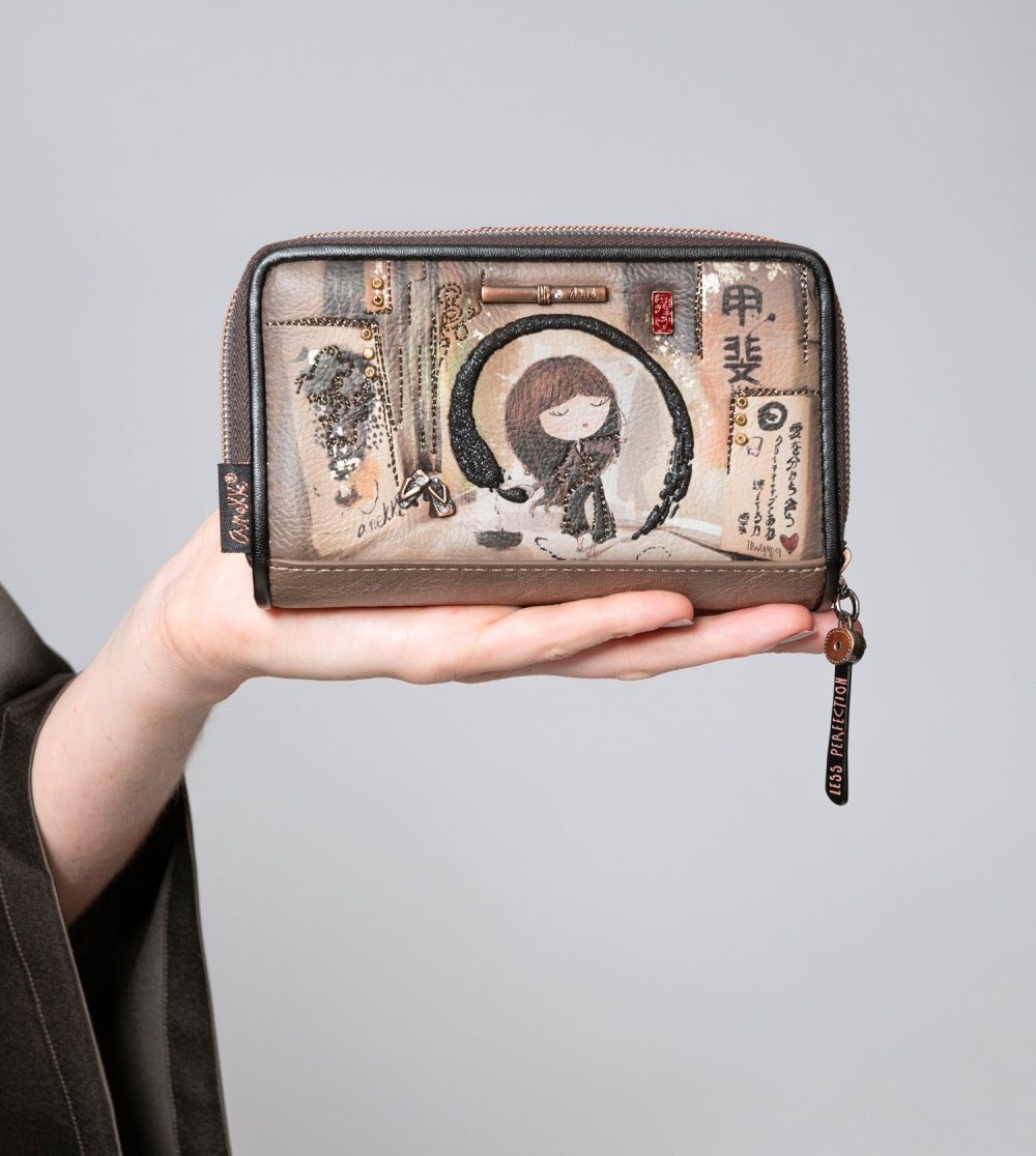 Portfele Anekke Shoen Medium Black Rfid Wallet Damskie | 851VRWFQT