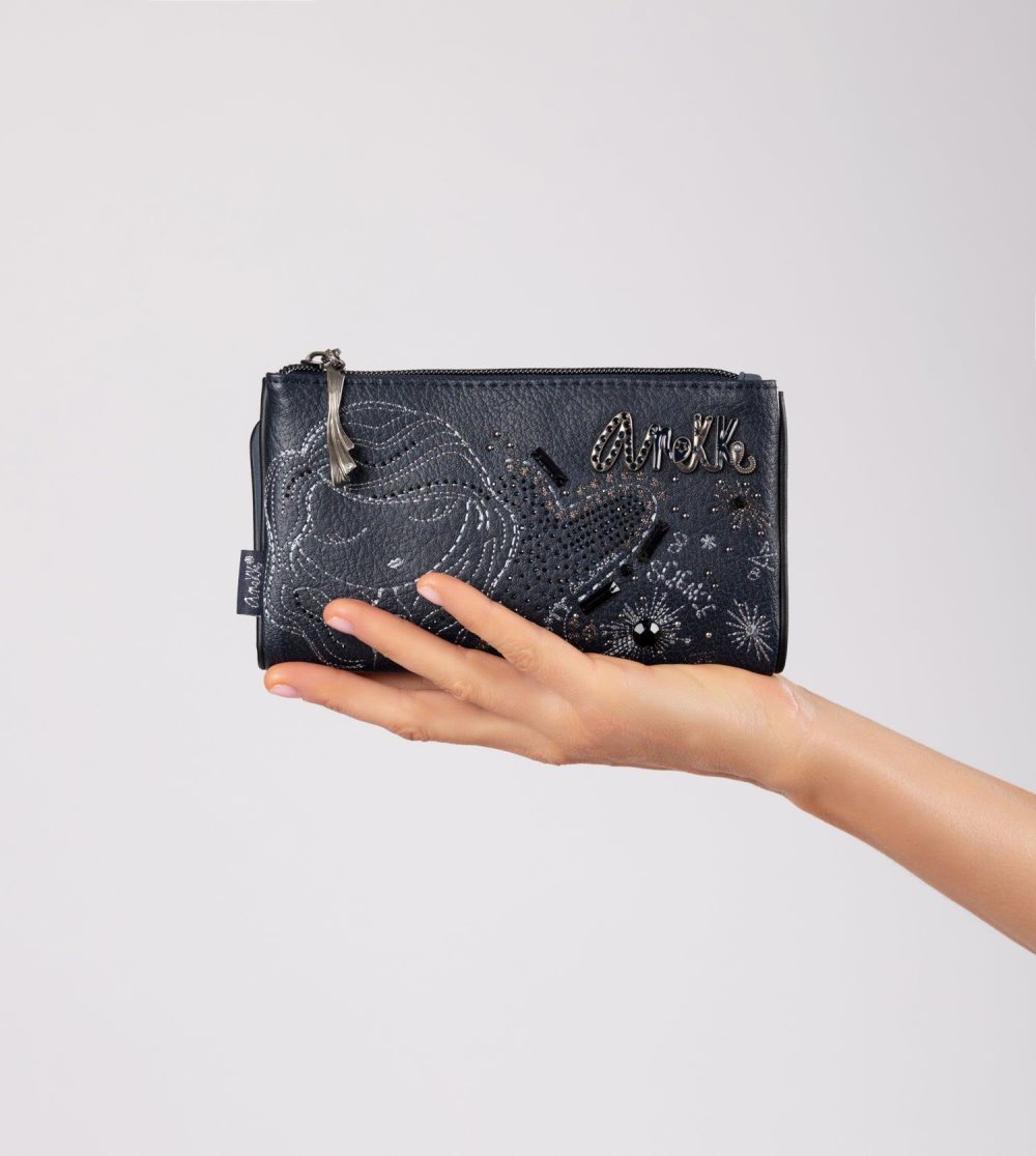 Portfele Anekke Studio Navy Blue Flexible Rfid Wallet Damskie | 169LFIEBR