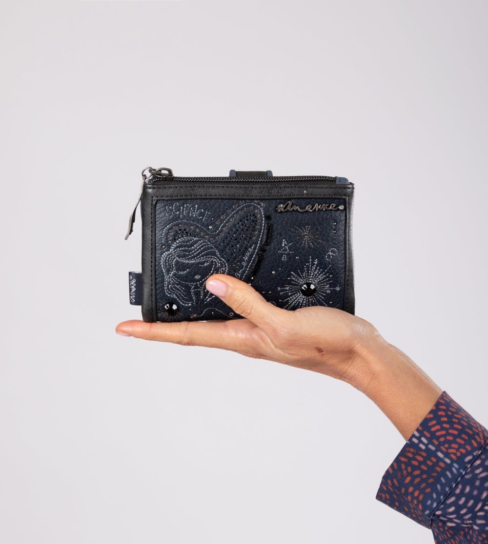 Portfele Anekke Studio Navy Blue Flexible Medium Rfid Wallet Damskie | 753GUMJBY