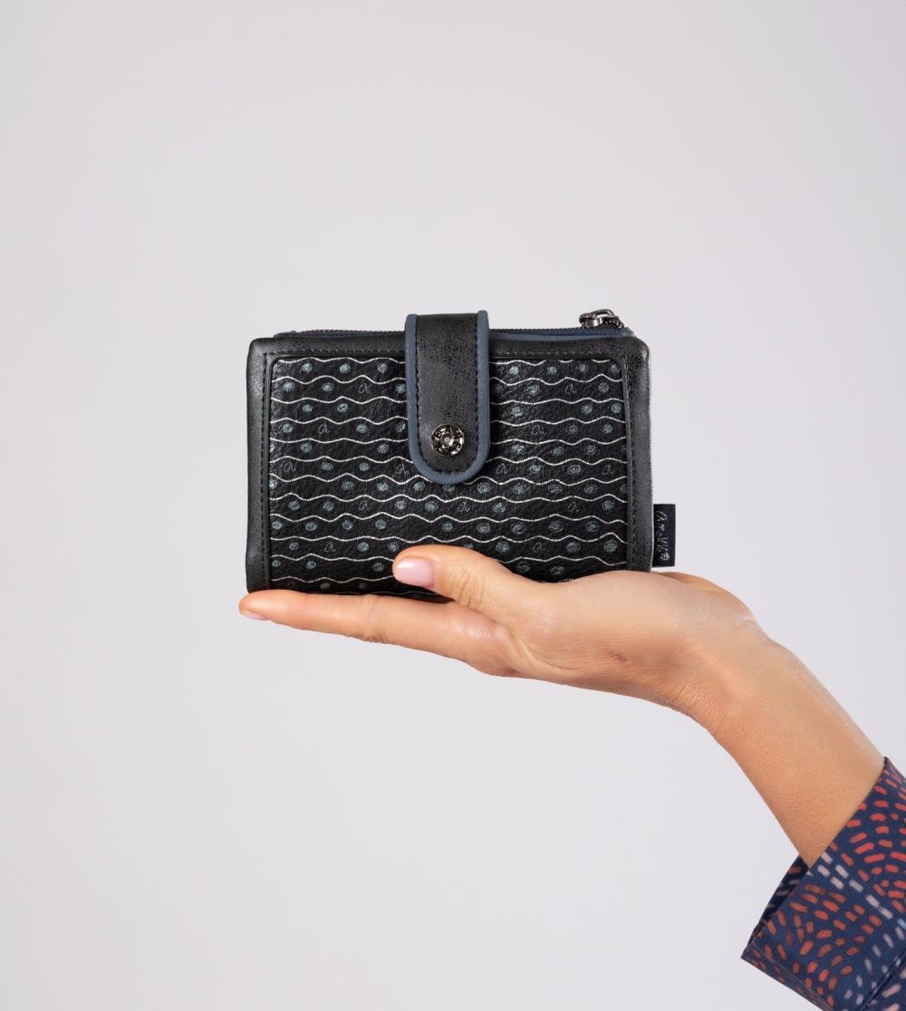 Portfele Anekke Studio Navy Blue Flexible Medium Rfid Wallet Damskie | 753GUMJBY
