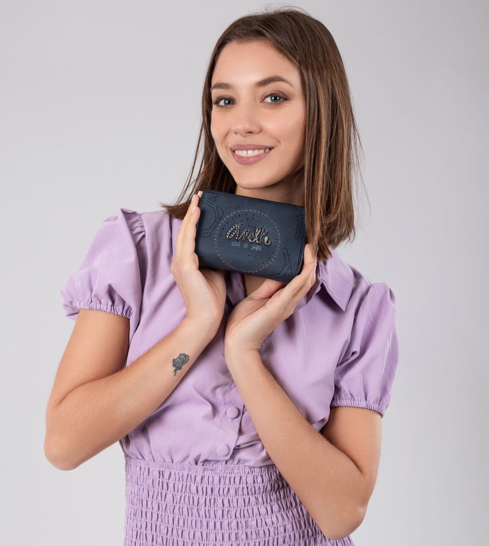 Portfele Anekke Studio Navy Blue Small Rfid Wallet Damskie | 576RBZONS