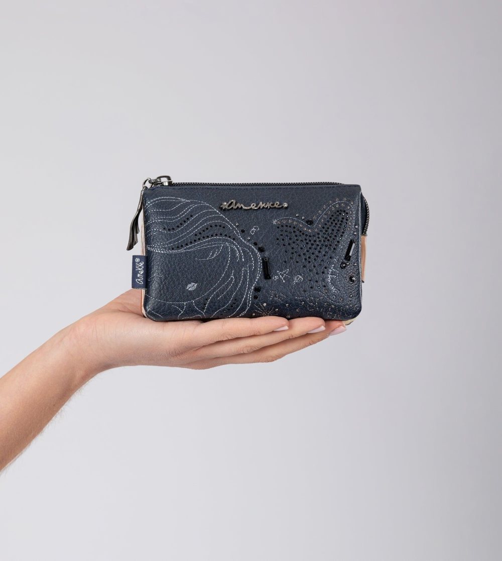 Portfele Anekke Studio Navy Blue Triple Coin Purse Damskie | 583TBOXFY