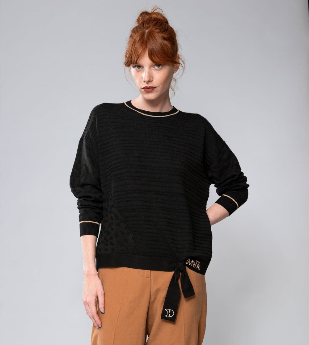 Swetry Anekke Black Shoen Crew Neck Sweater Damskie | 257HVNUDG