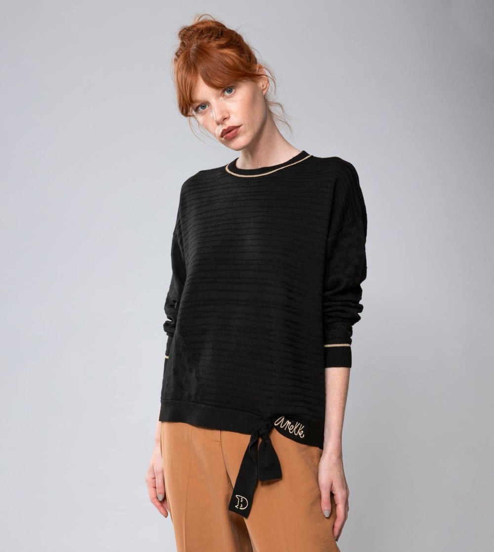 Swetry Anekke Black Shoen Crew Neck Sweater Damskie | 257HVNUDG